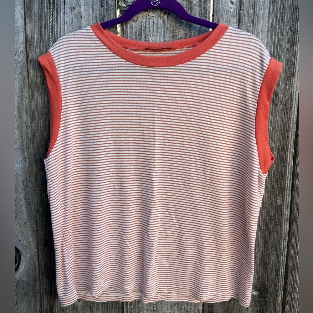 Pink Clover Striped cap sleeve in Coral and White